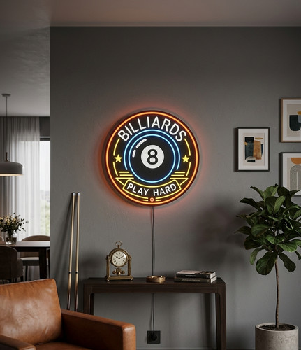 Enseigne billard lumineuse - enseigne,
