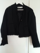 Veste courte effrangée noire - Zara