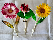 3 porte torchons patère vintage forme fleurs made in Italy