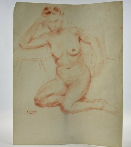 Dessin sanguine 1946 femme - dessin,