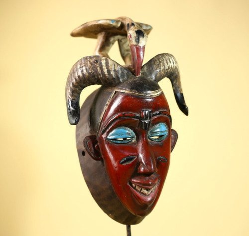 Masque guro africain sculpté - masque,