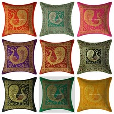 Housse de coussin de canapé en brocart indien taie d'oreiller paon faite à...