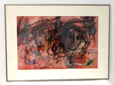 Nino Giuffrida (1924 - 2015) Pastel et gouache sur papier 61,5x45  Arlequin 