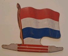 LUXEMBOURG DRAPEAU TOLE LITHO VINTAGE AMERICORAMA L'ALSACIENNE 1960