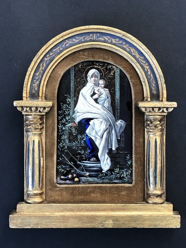 Tableau miniature émail xixe - miniature,