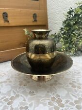 Vase et Coupe en Laiton sur Piédestal  Vintage Centre de table