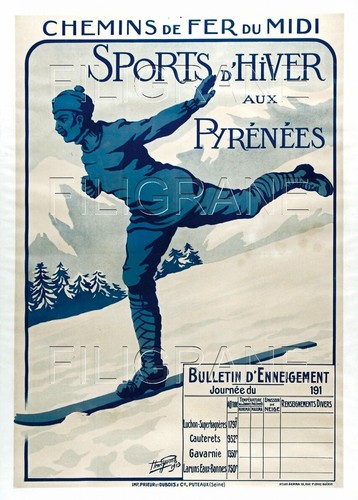 Pyrénées ski ryhq poster - ski,