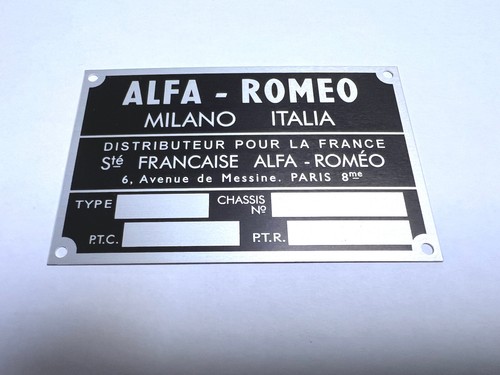 Plaque constructeur alfa - alfa, romeo