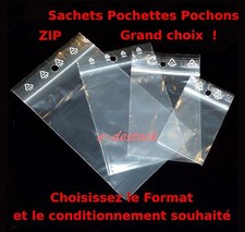 Lot de Sachets plastique fermeture pression ZIP Transparent Pochettes pochon bag