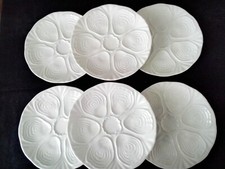 6 Assiettes à huitres en porcelaine de Limoges blanche