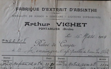 Facture 1914 Absinthe Arthur