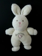 *. DOUDOU PELUCHE JEMINI LUMINOU LAPIN BLANC COEUR ROSE grelot BON ETAT