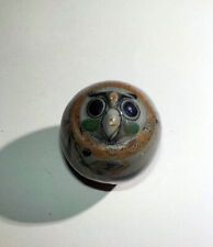 Hibou signé Jorge Wilmot poterie en grès émaillé décor floral Mexique - A15