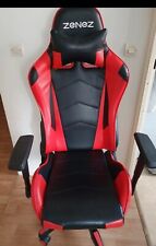 fauteuil gamer rouge et noir zenez avec coussins d'appui pour tête et lombaires