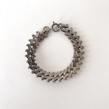 Bracelet vintage Art Déco Jakob Bengel en métal chromé géométrique - Années 30