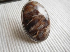 Pendentif en argent massif, superbe jaspe taillé multicolore 49 mms B1274 LOT