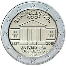 ESTONIE 2 EUROS € 2019 UNIVERSITÉ DE TARTU NEUVE UNC