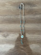 Collier Amérindien En Argent 925 Et Turquoise