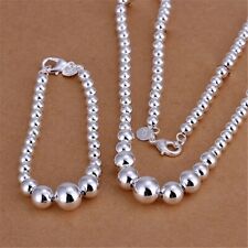Elégant Lot de Perles Argent Collier & Bracelet Femme Bijoux Cadeau Mariage