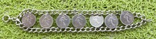 Ancien Bracelet Pieces 50 Centimes Francs Semeuses En Argent Massif.