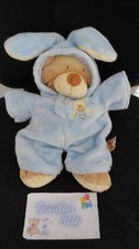 doudou peluche ours beige combinaison lapin bleu The BABY COLLECTION NICOTOY
