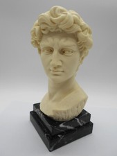 21 Cm BUSTE DE DAVID EN RESINE OU BAKELITE & SOCLE EN MARBRE ITALIE