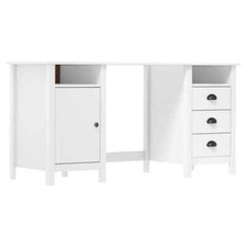 Bois de Pin Solide Bureau Gris