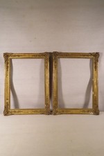 ANCIENNE PAIRE DE CADRES EN BOIS ET STUC DORE EPOQUE RESTAURATION XIX ème