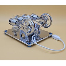 Moteur Stirling à Air Chaud à 4 Cylindres Avec Lumière LED Pour Enfants.