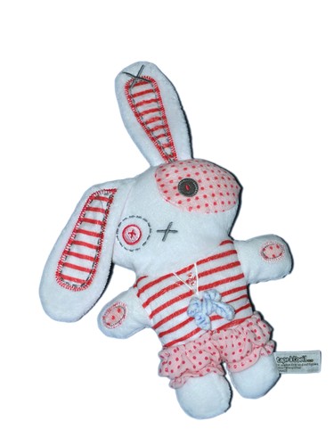 Doudou lapin blanc rose rouge - doudou,