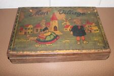 Vintage ancienne Boîte à jeux en bois, décorée