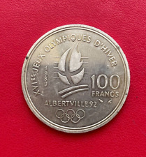 Belle monnaie argent commémorative 100 francs Albertville 92 ski de descente