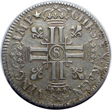 Louis XIV 1/2 Écu aux huit L 1er type 1691 S Reims