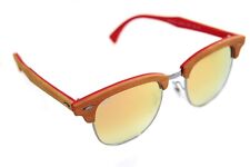 Rayban Clubmaster Bois 3016M 12197O 51mm Soleil Marron Rouge Orange Rose Miroir