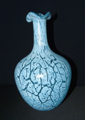 Vase verre bleu - en,