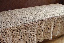Nappe N°249 surnappe ancienne au crochet ou beau dessus de lit 185 x 185 cm