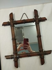 Petit miroir vers 1900 en bois , entourage "faux bambou " 