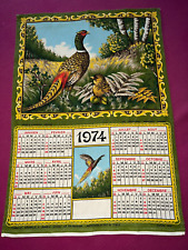 Torchon ancien calendrier 1977 Sonacott thème chasse faisan