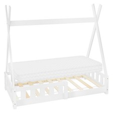 Lit d'enfant Tipi avec matelas lit avec protection antichute pin blanc 70x140 cm