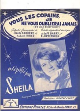 partition SHEILA :  vous les copains je ne vous oublierai jamais