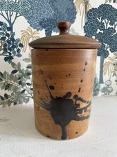 Pot avec couvercle grès émaillé - Madeleine Brault, poterie de la Colombe 1950