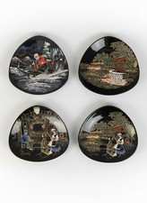 Rare Lot 4 Assiettes Emaux de