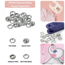 PRYM 9.5mm Argent Boutons
