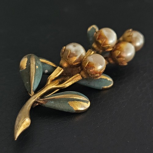 Broche rameau muguet perles - muguet,