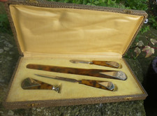 Ancien nécessaire d'écriture de bureau Art Déco Bakélite Métal Argenté Sceau