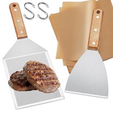2 PcsSpatule Plancha INOX, Spatule Barbecue, Spatule INOX Cuisine avec Manche...
