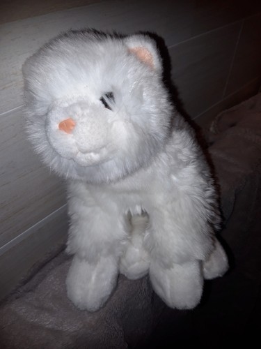 Peluche chat blanc anna - peluche,