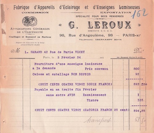 Paris eclairage leroux 1934 - eclairage,
