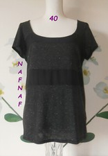 *** TEE SHIRT NAF NAF NEUF 40 L 3 PAILLETTES FEMME HAUT ETE MC NAFNAF ***