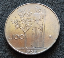 Monnaie Italie 100 Lire 1959 R Acier  KM#96.1  [2286]